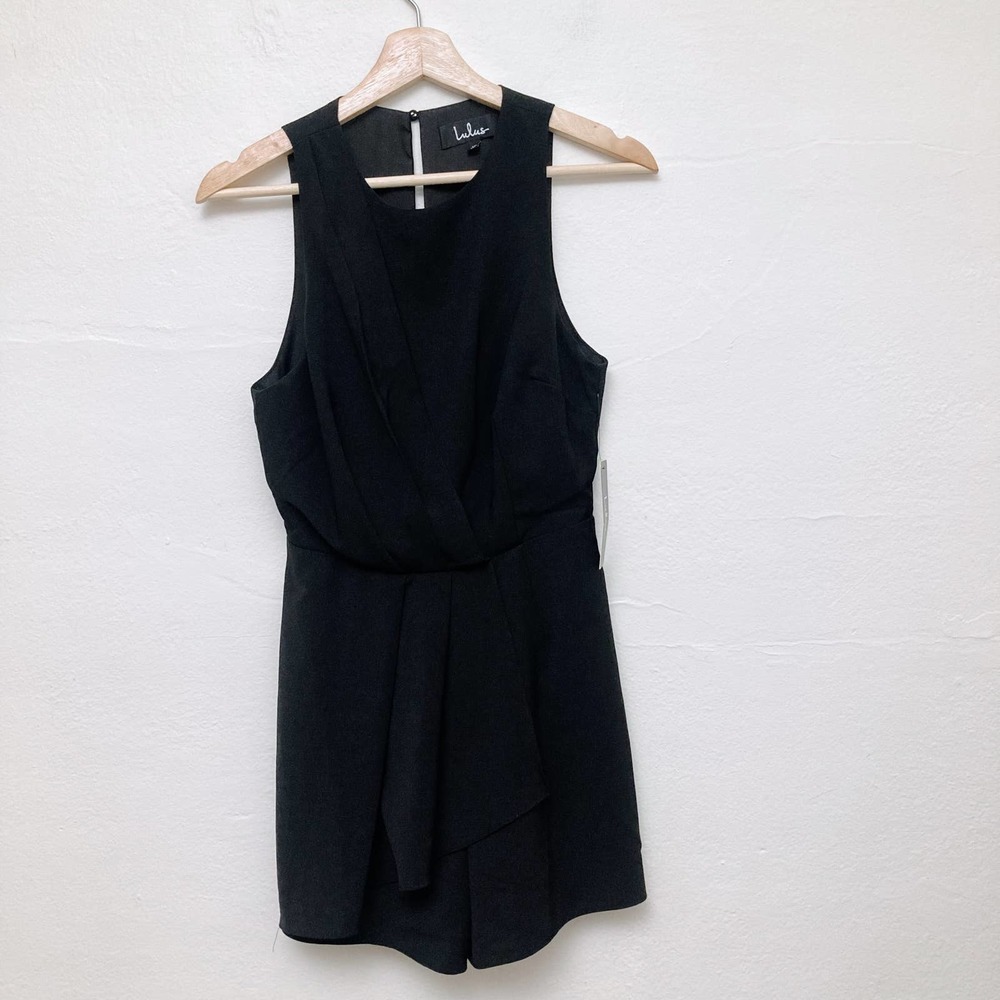 Lulu's My Dear Pleated Sleeveless Romper XS Black - Picture 4 of 9